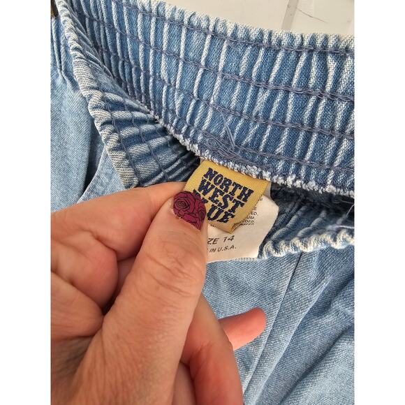North West Blues Women's Blue Ultra High Rise Cotton Elastic Waist Jeans Size 14 - Picture 4 of 5